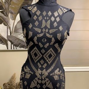 Banjul gold rhinestones long dress